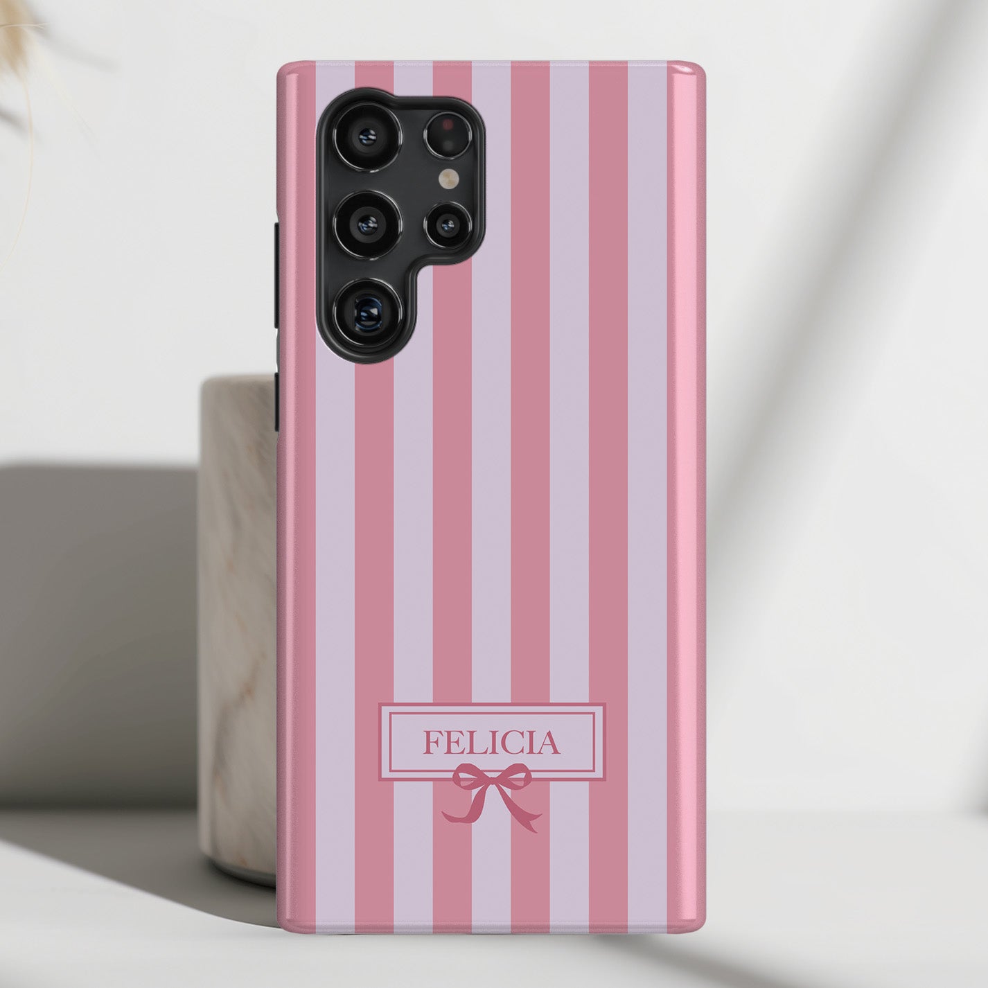 Personalisable Striped Design (Pink) Phone Case for Galaxy S series Phones
