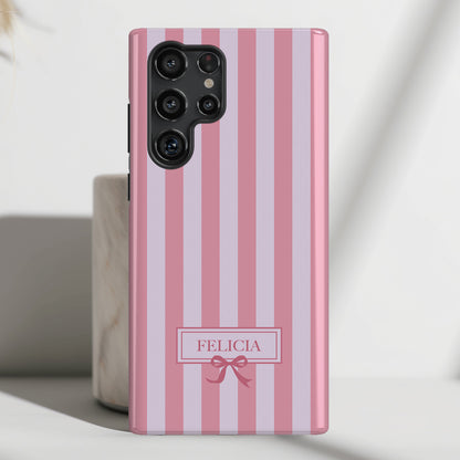 Personalisable Striped Design (Pink) Phone Case for Galaxy S series Phones