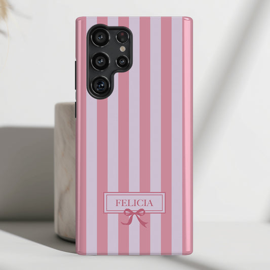 Personalisable Striped Design (Pink) Phone Case for Galaxy S series Phones