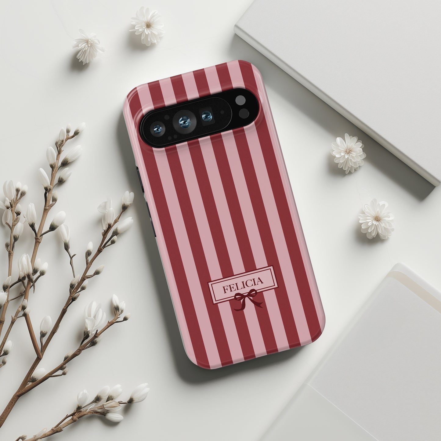 Personalisable Striped Design (Red) Phone Case for Google Pixel