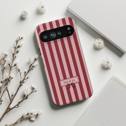 Personalisable Striped Design (Red) Phone Case for Google Pixel