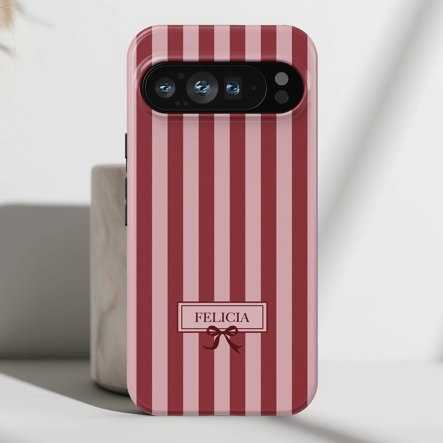 Personalisable Striped Design (Red) Phone Case for Google Pixel