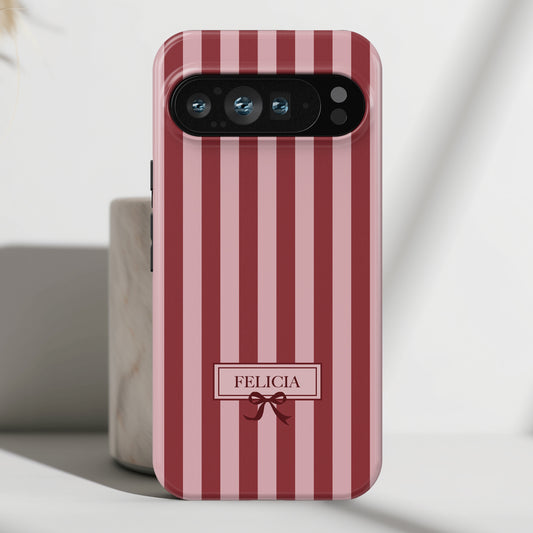 Personalisable Striped Design (Red) Phone Case for Google Pixel