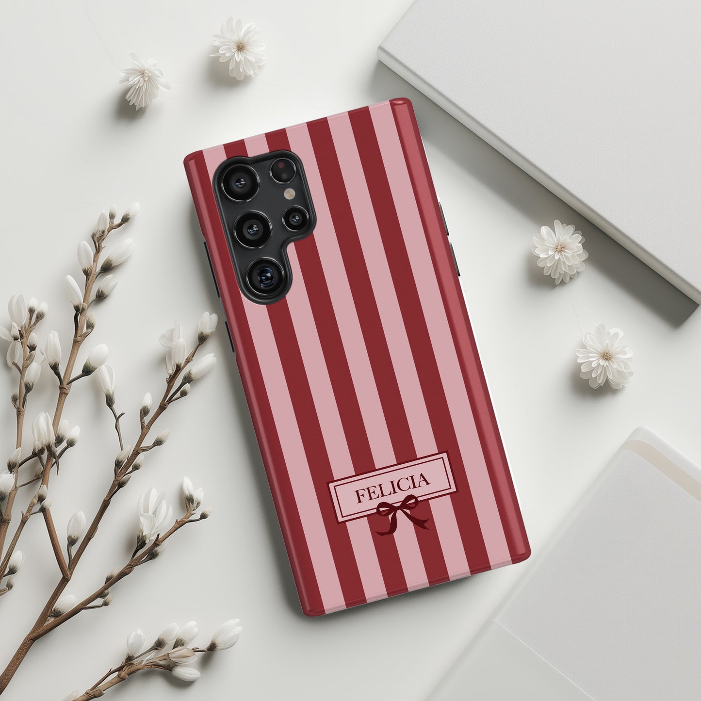 Personalisable Striped Design (Red) Phone Case for Galaxy S series Phones