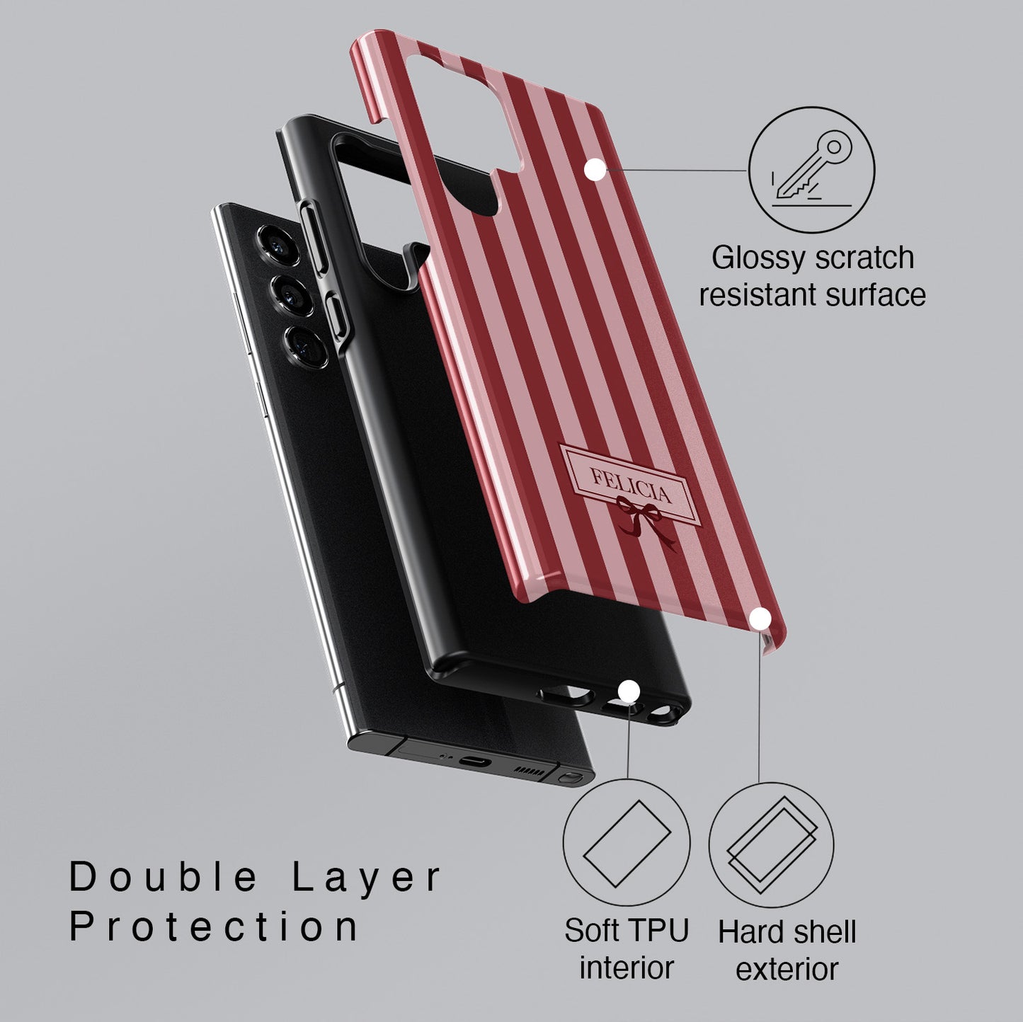 Personalisable Striped Design (Red) Phone Case for Galaxy S series Phones
