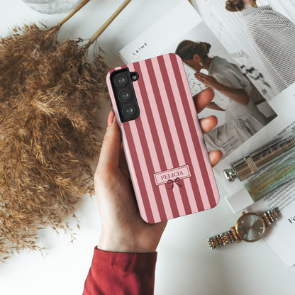 Personalisable Striped Design (Red) Phone Case for Galaxy S series Phones