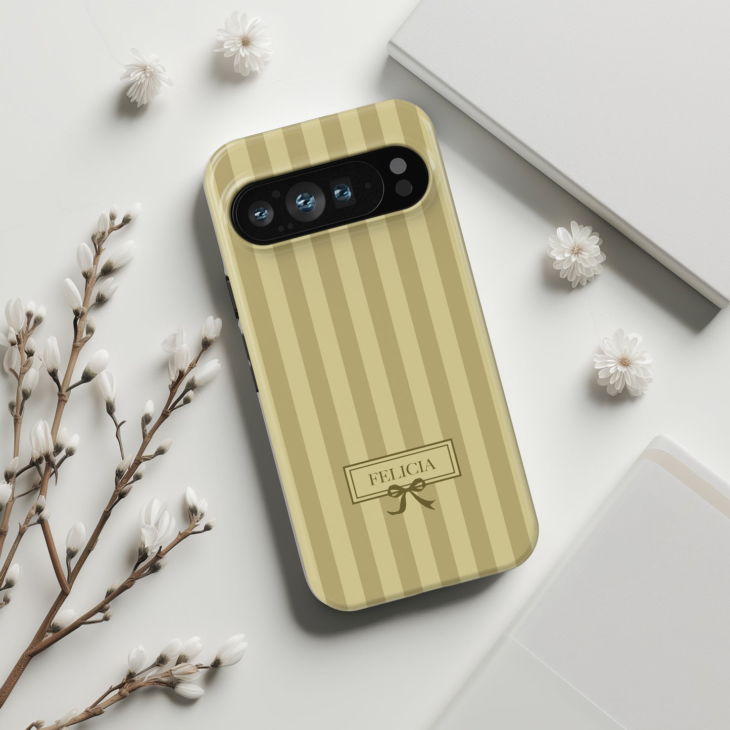 Personalisable Striped Design (Yellow) Phone Case for Google Pixel