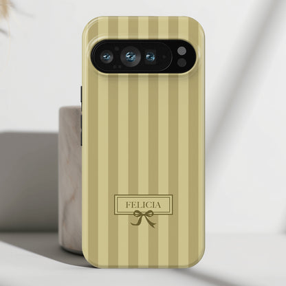 Personalisable Striped Design (Yellow) Phone Case for Google Pixel