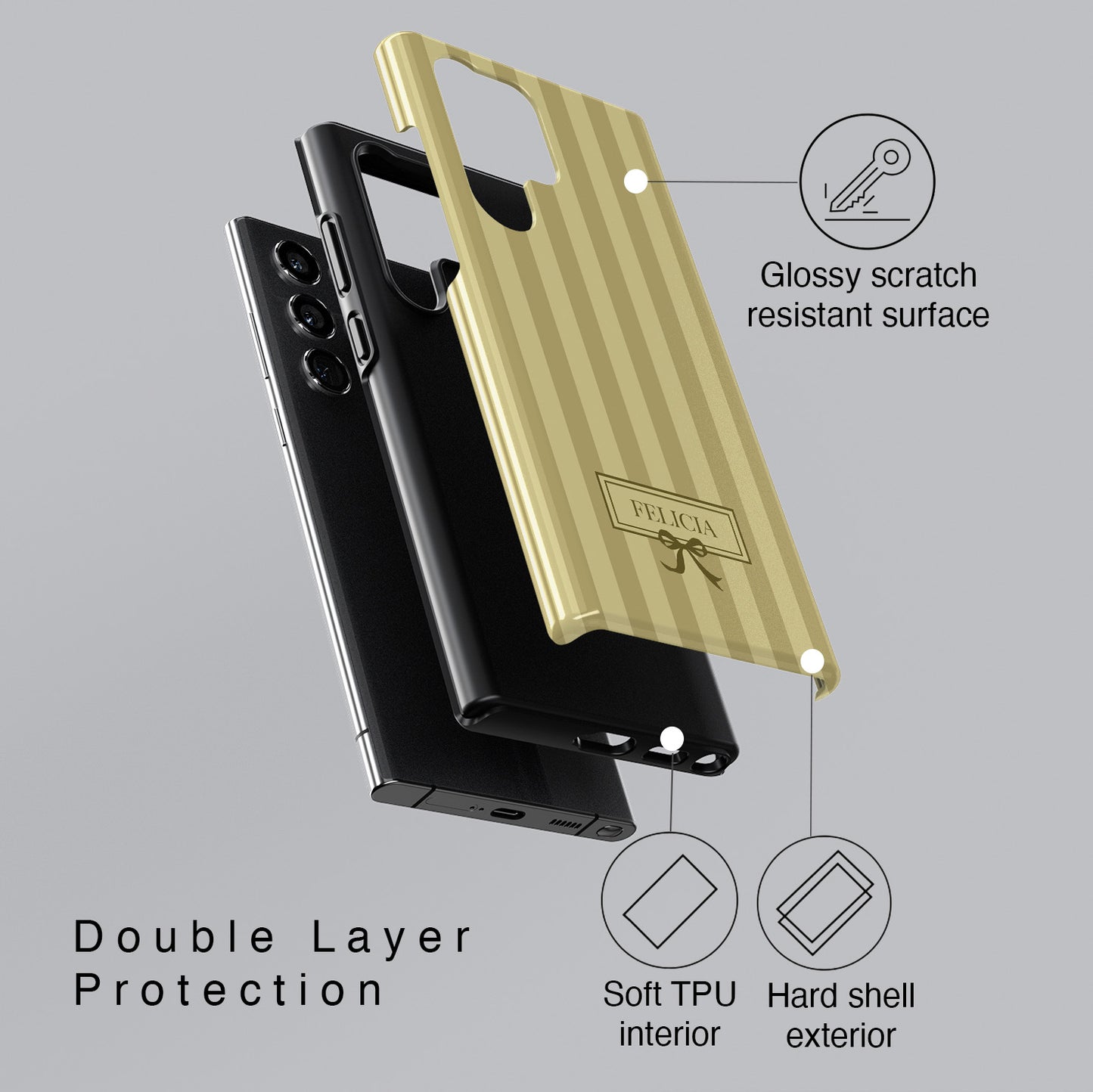 Personalisable Striped Design (Yellow) Phone Case for Galaxy S series Phones