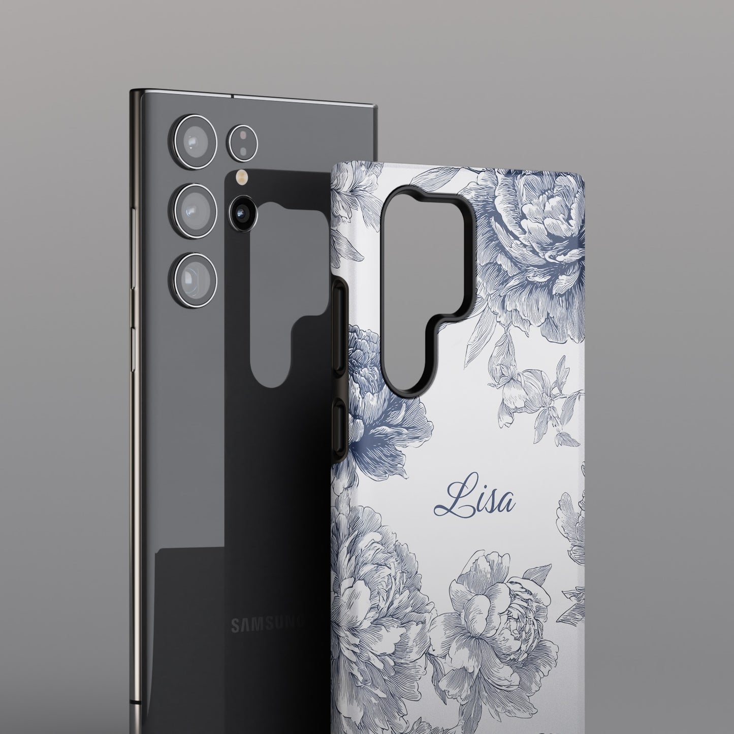 Personalisable Toile Floral Design Phone Case for Galaxy S series Phones