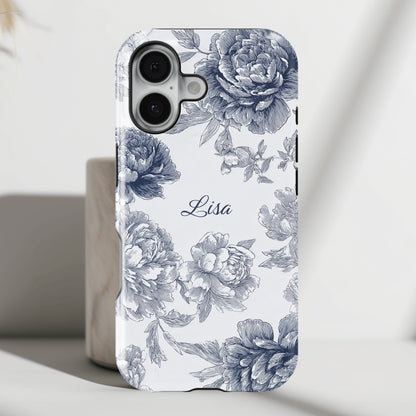 Personalisable Toile Floral Design iPhone Case