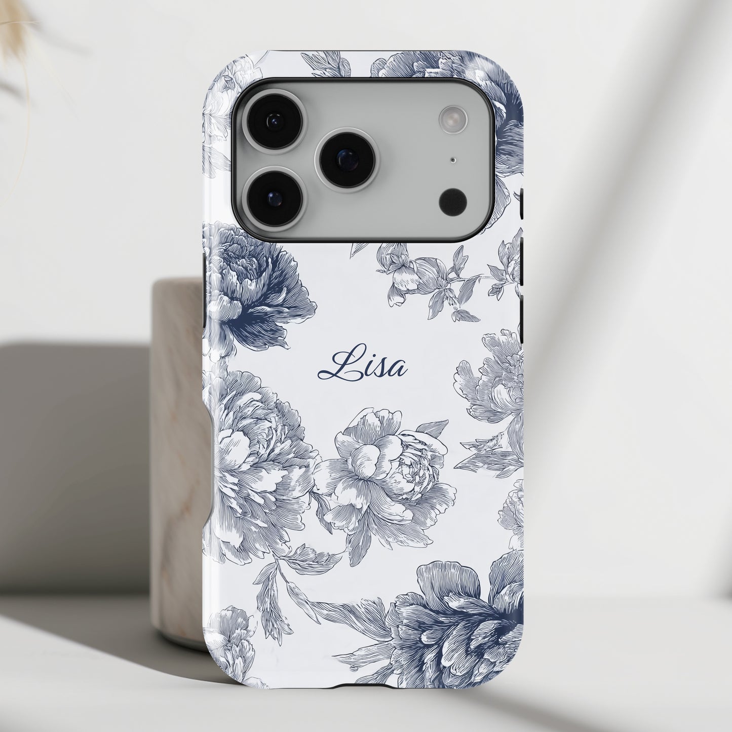 Personalisable Toile Floral Design iPhone Case