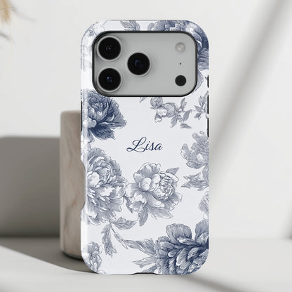 Personalisable Toile Floral Design iPhone Case