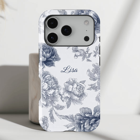 Personalisable Toile Floral Design iPhone Case