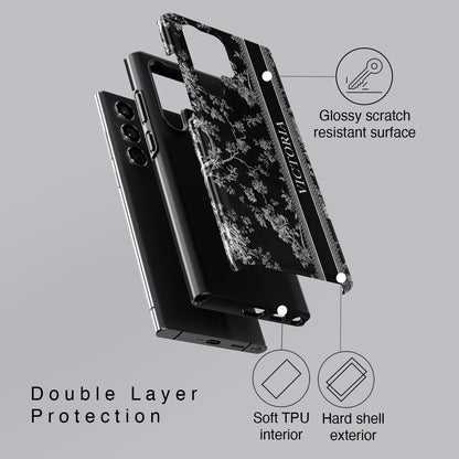 Personalisable Vintage Toile de Jouy Design (Black Edition) Phone Case for Galaxy S series Phones