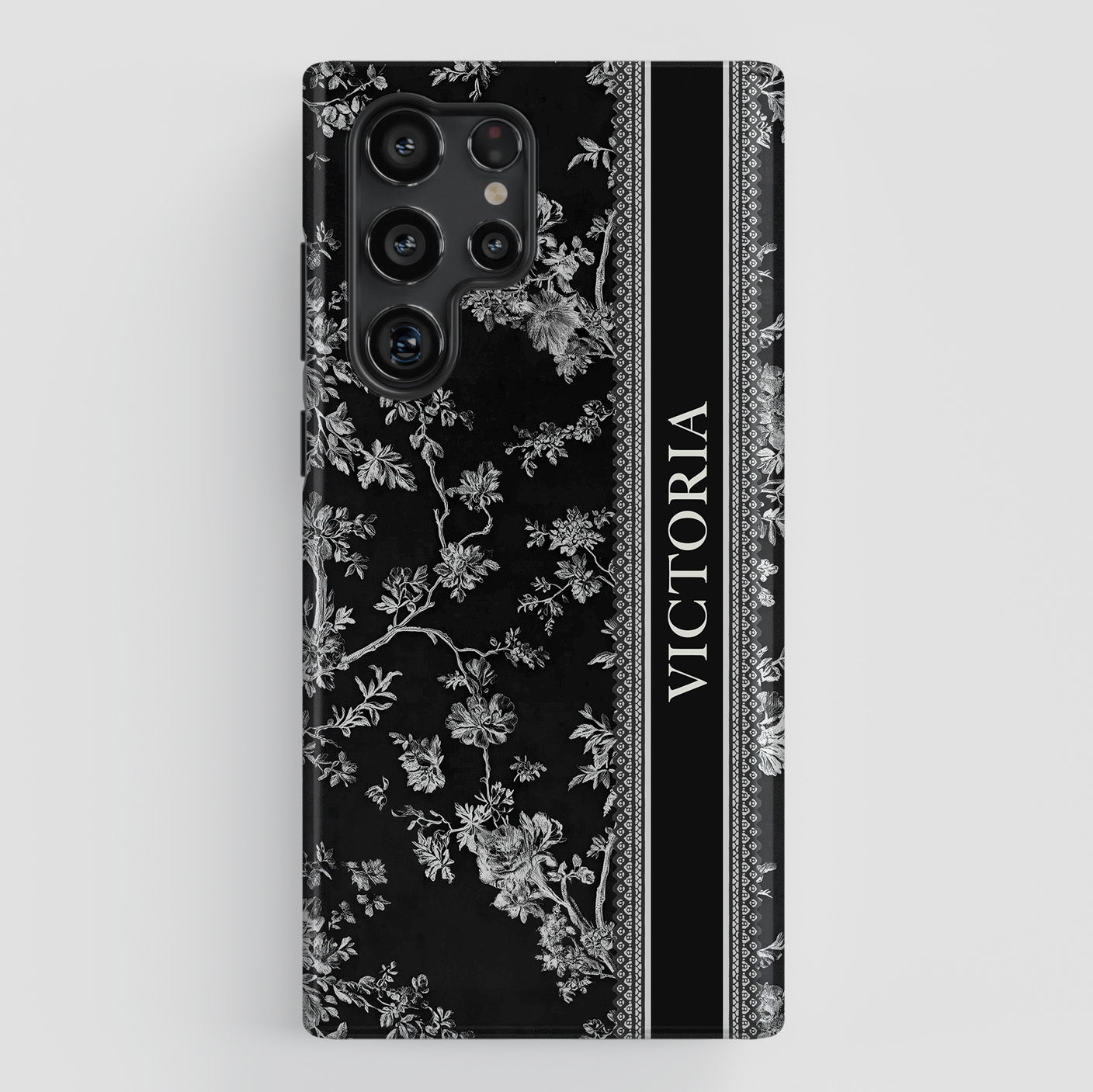 Personalisable Vintage Toile de Jouy Design (Black Edition) Phone Case for Galaxy S series Phones