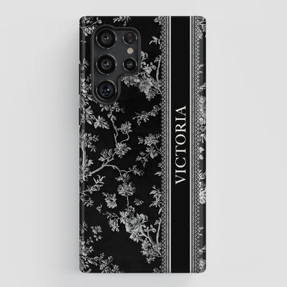 Personalisable Vintage Toile de Jouy Design (Black Edition) Phone Case for Galaxy S series Phones
