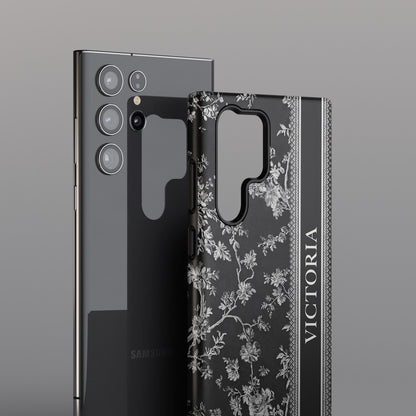 Personalisable Vintage Toile de Jouy Design (Black Edition) Phone Case for Galaxy S series Phones