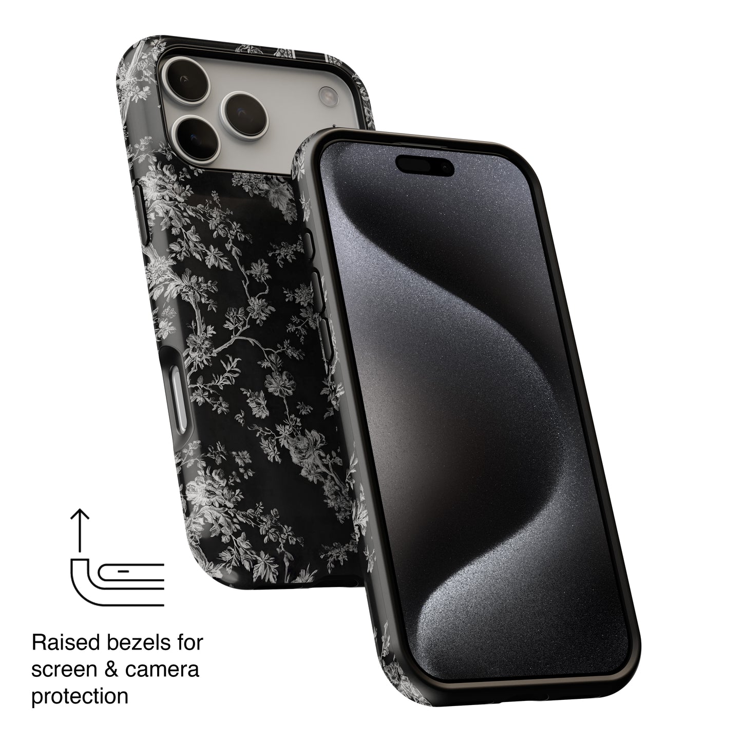 Personalisable Vintage Toile de Jouy Design (Black Edition) iPhone Case