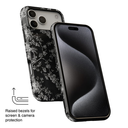 Personalisable Vintage Toile de Jouy Design (Black Edition) iPhone Case