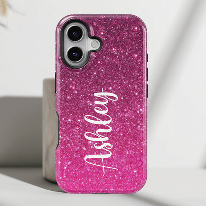 Personalisable Faux Red Glitter Design iPhone Case