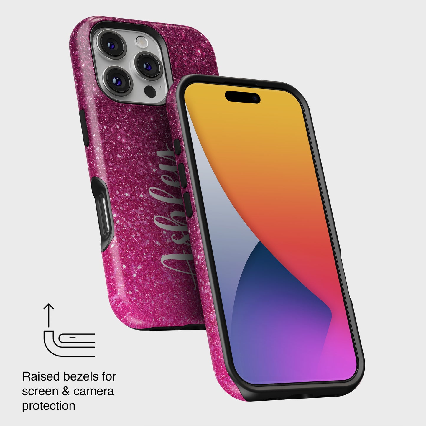 Personalisable Faux Red Glitter Design iPhone Case