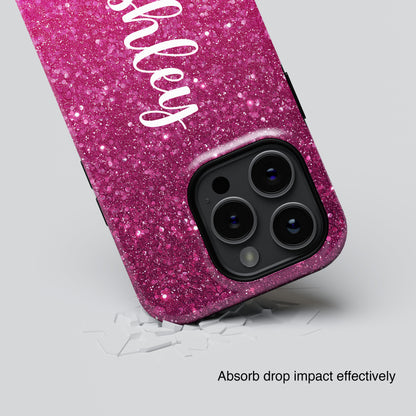 Personalisable Faux Red Glitter Design iPhone Case