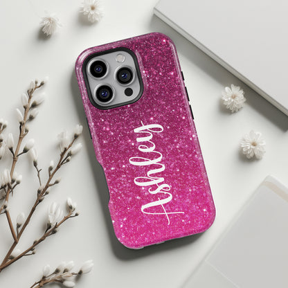 Personalisable Faux Red Glitter Design iPhone Case