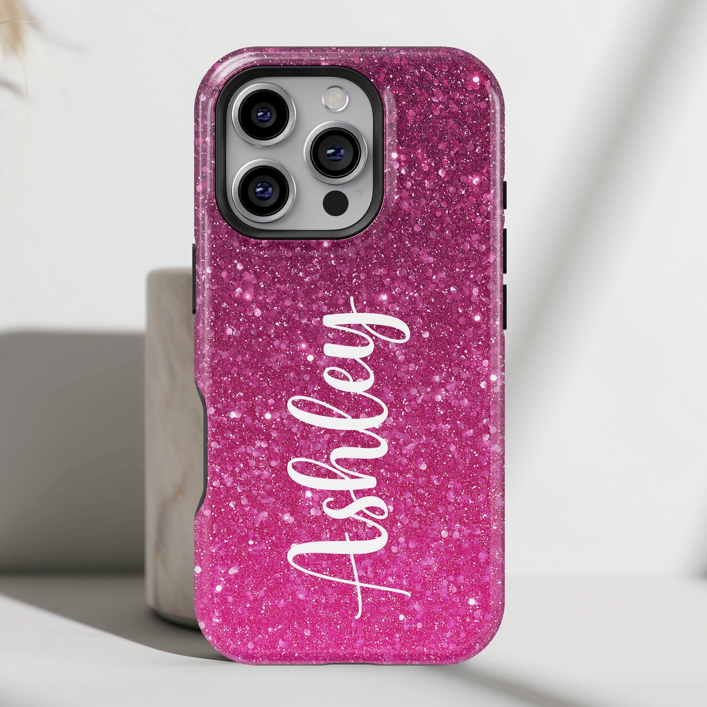 Personalisable Faux Red Glitter Design iPhone Case