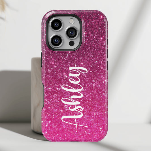 Personalisable Faux Red Glitter Design iPhone Case