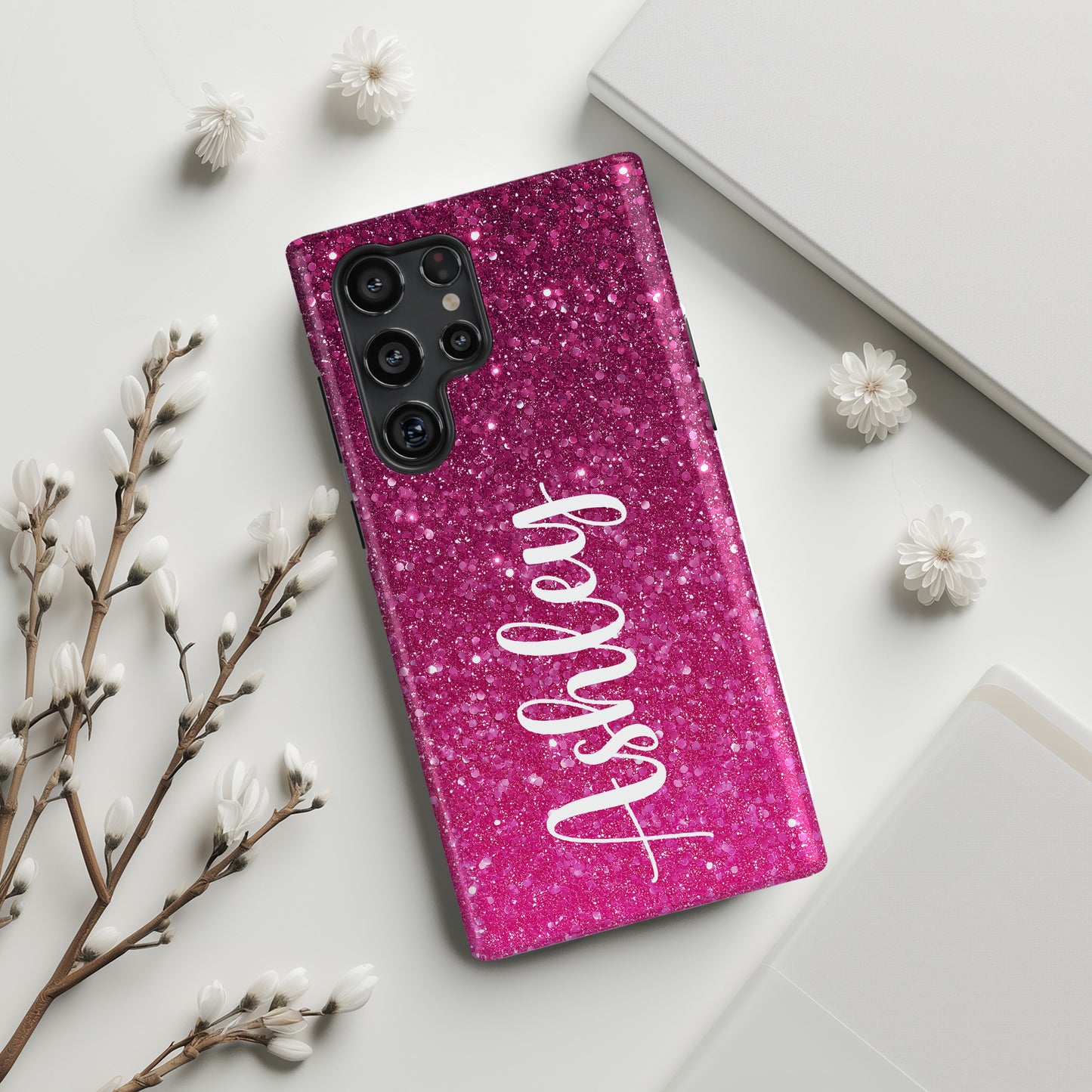 Personalisable Faux Red Glitter Design Phone Case for Galaxy S series Phones