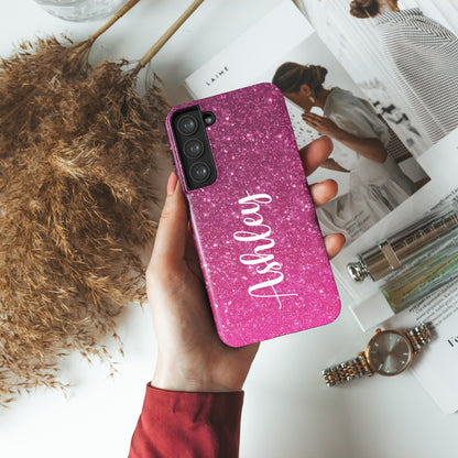 Personalisable Faux Red Glitter Design Phone Case for Galaxy S series Phones