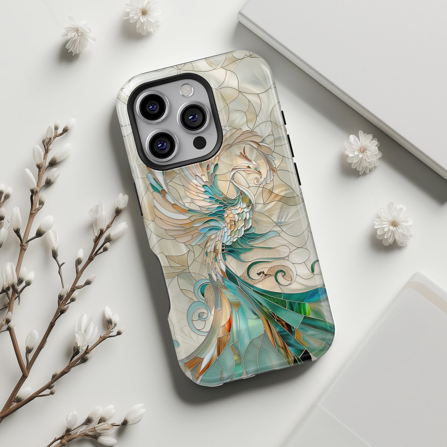Phoenix Stained Glass Design iPhone Case