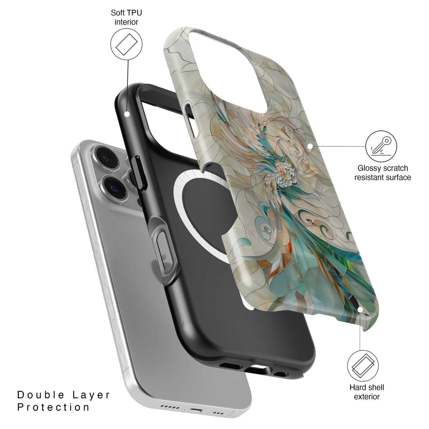 Phoenix Stained Glass Design iPhone Case