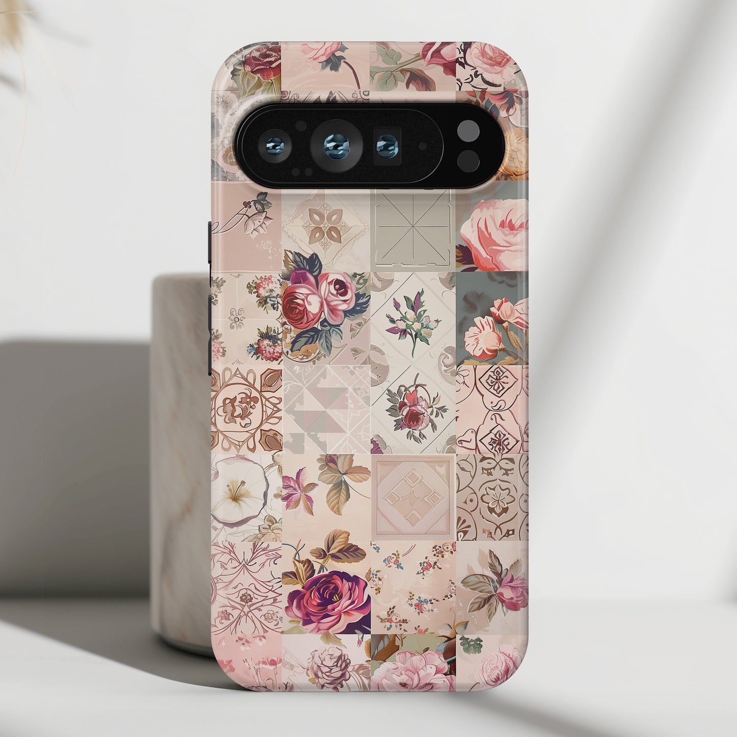 Pink Floral Quilt Patchwork Design Phone Case for Google Pixel