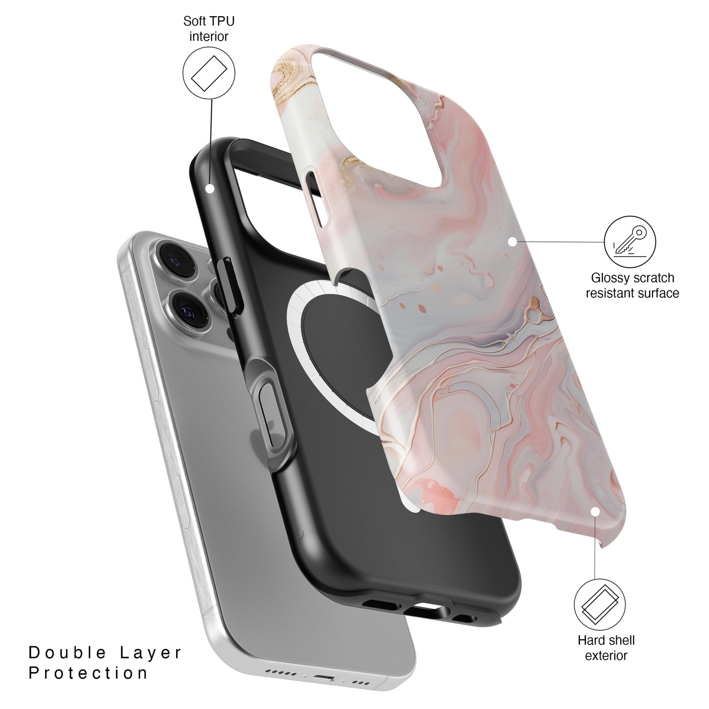 Luxury Pink Marble Case for iPhone