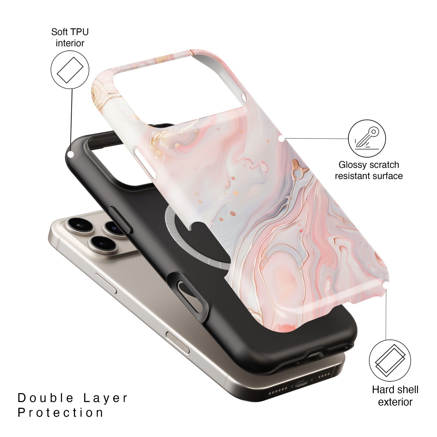 Luxury Pink Marble Case for iPhone