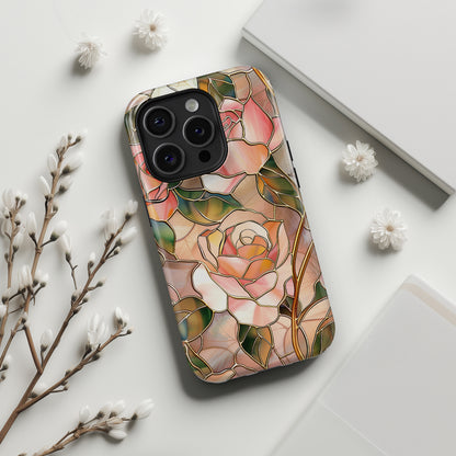 Pink Rose Gold Stained Glass Design iPhone Case