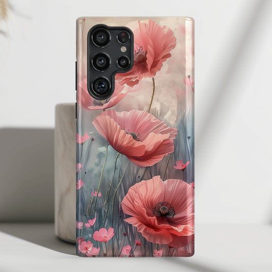 Poppy Flowers Watercolour Painting Design Samsung Phone Case
