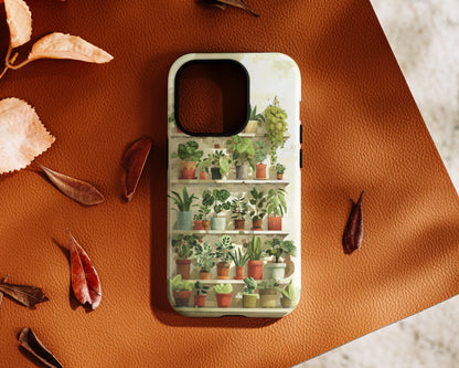 Potted Plants Shelves Watercolor Design iPhone Case
