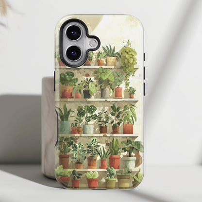 Potted Plants Shelves Watercolor Design iPhone Case