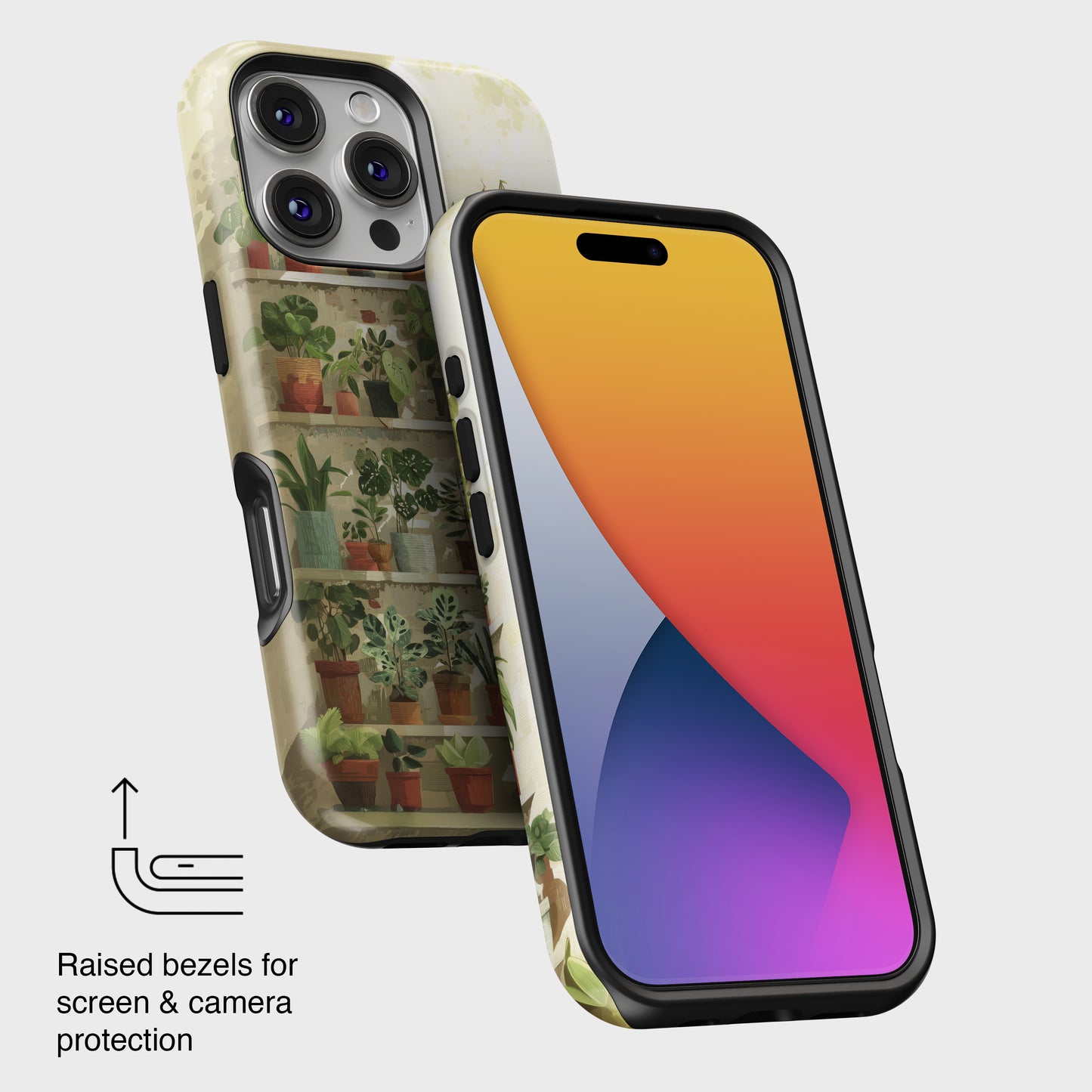 Potted Plants Shelves Watercolor Design iPhone Case