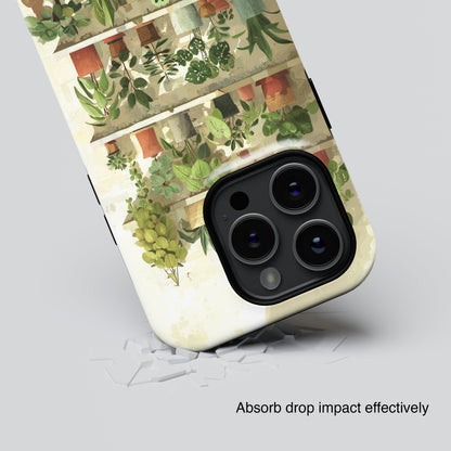 Potted Plants Shelves Watercolor Design iPhone Case