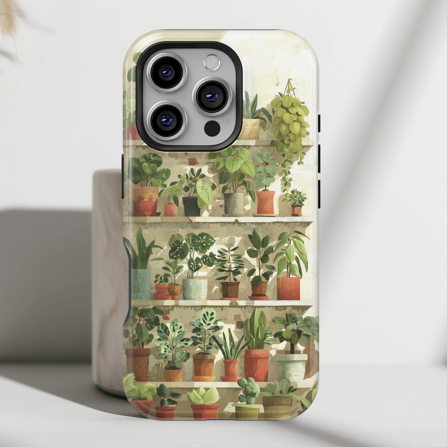 Potted Plants Shelves Watercolor Design iPhone Case