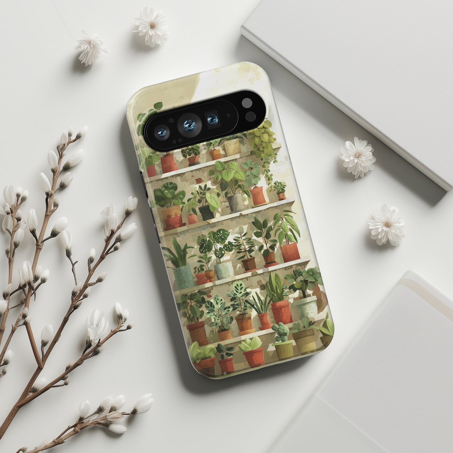 Potted Plants Shelves Watercolor Design Phone Case for Google Pixel