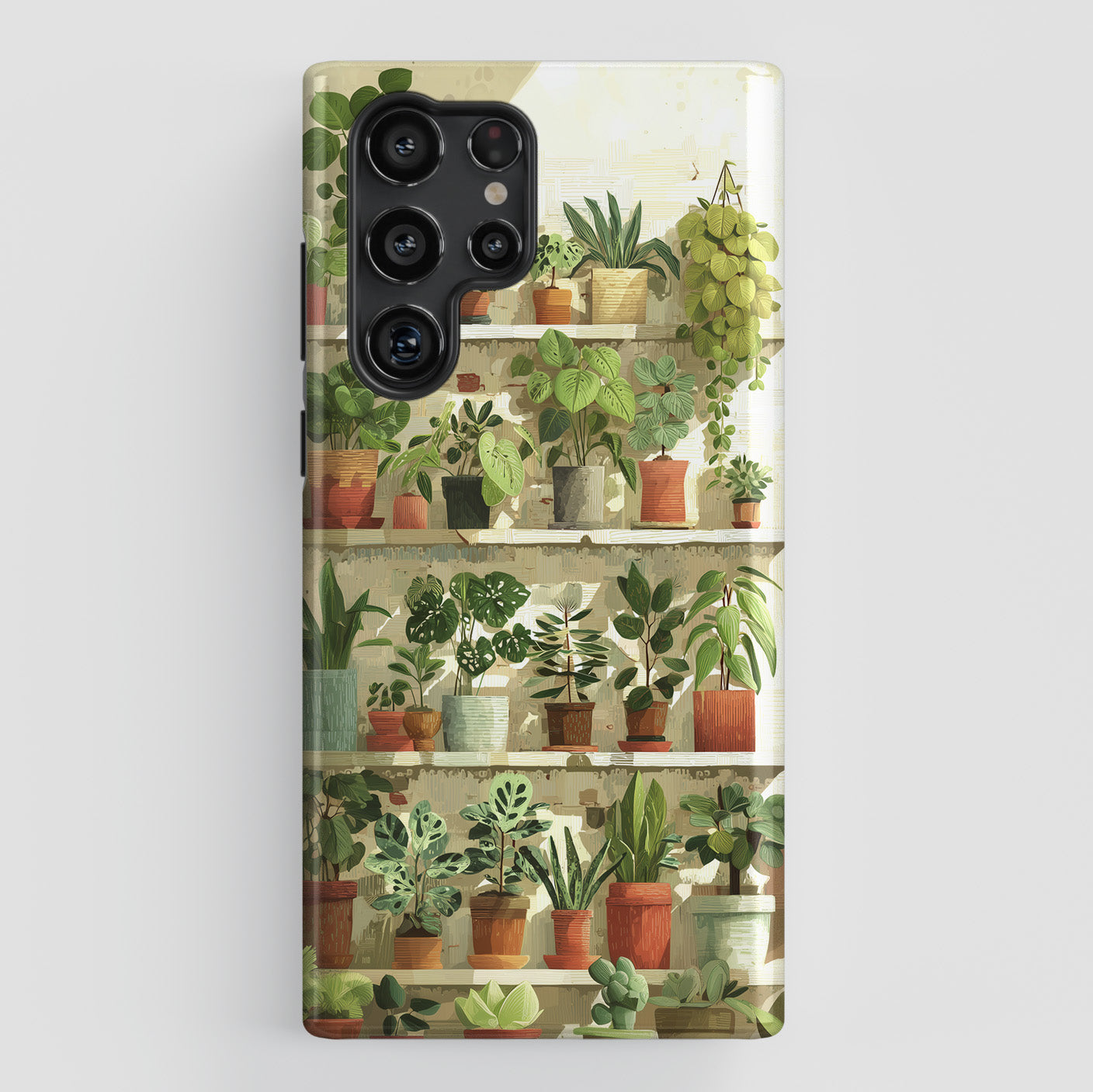 Potted Plants Shelves Watercolor Design Phone Case for Galaxy S series Phones