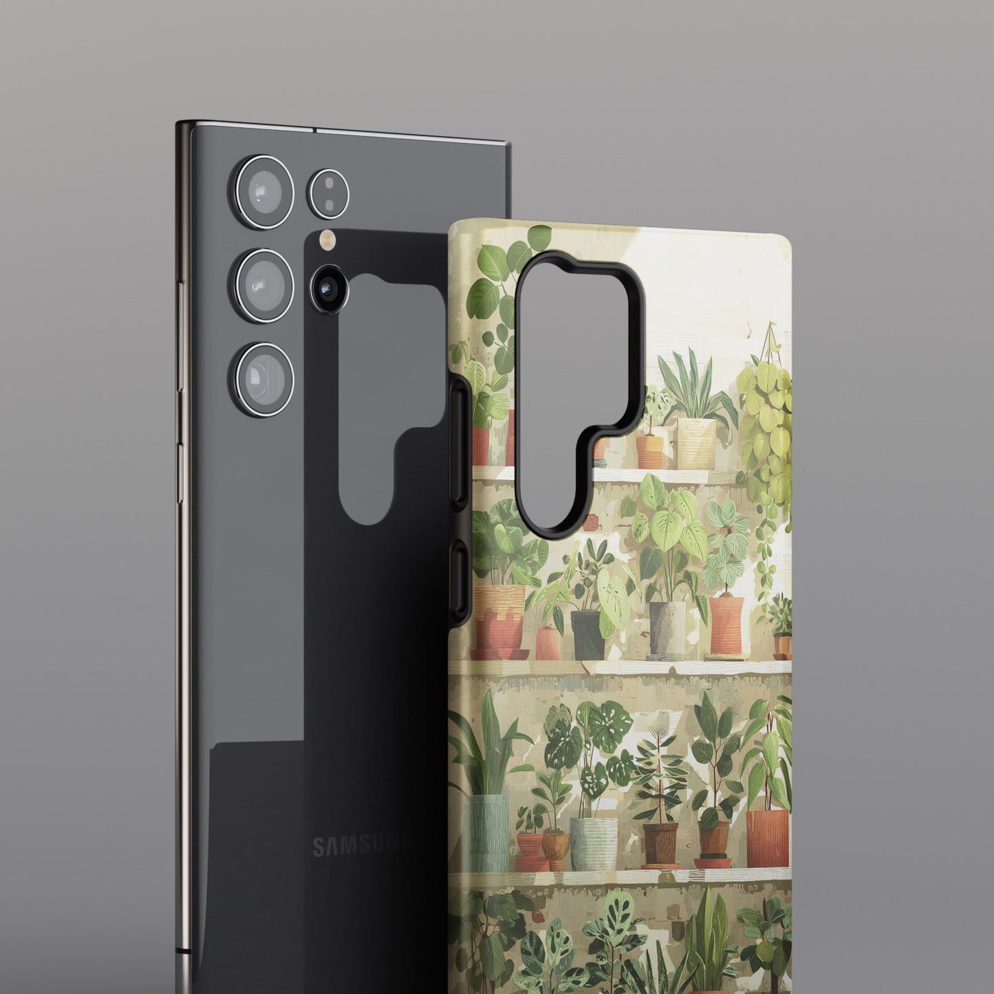 Potted Plants Shelves Watercolor Design Phone Case for Galaxy S series Phones