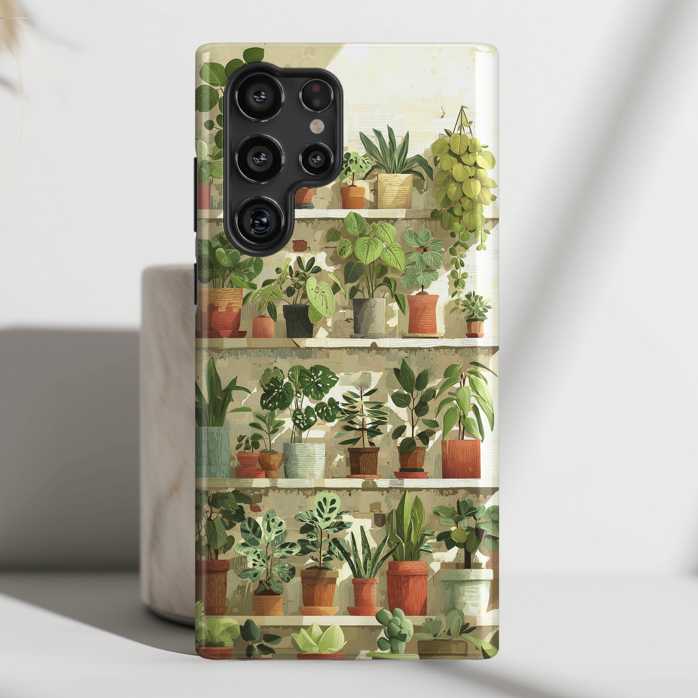 Potted Plants Shelves Watercolor Design Phone Case for Galaxy S series Phones
