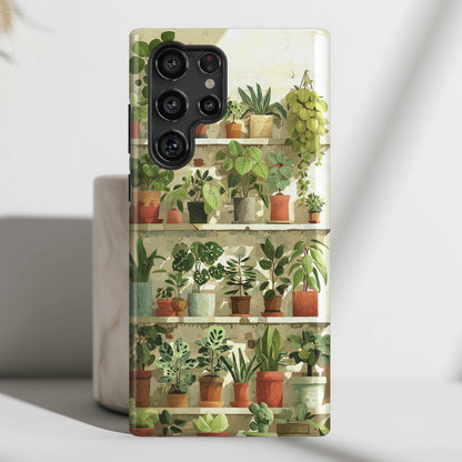 Potted Plants Shelves Watercolor Design Phone Case for Galaxy S series Phones