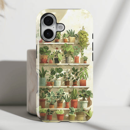 Potted Plants Shelves Watercolor Design iPhone Case